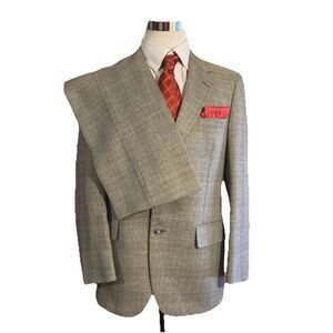 Johnny Carson 2PC Suit Men’s Size 40 Glen Plaid Wool Business Formal USA Made